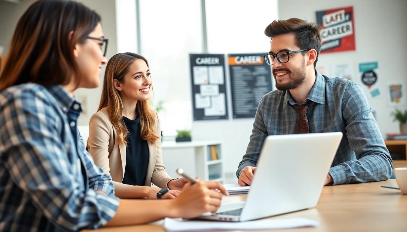 Learn how to find my perfect career path with expert guidance in a motivating office setting.