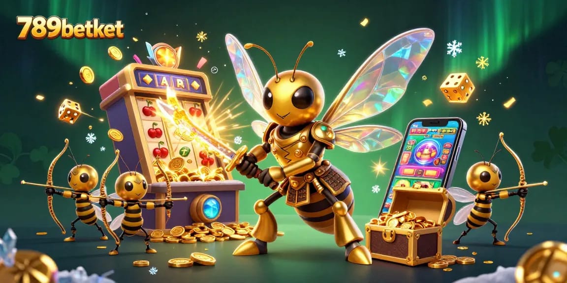 Join the winning spree at 789betket with an ultra-detailed 3D scene showcasing vivid casino elements.