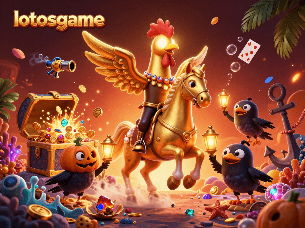 Experience the excitement of lotosgame with thrilling action amid golden coins and vibrant gems.