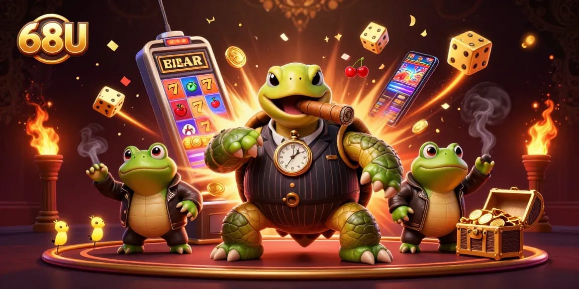 68U vive a emoção dos jackpots em uma ilustração vibrante de cassino.