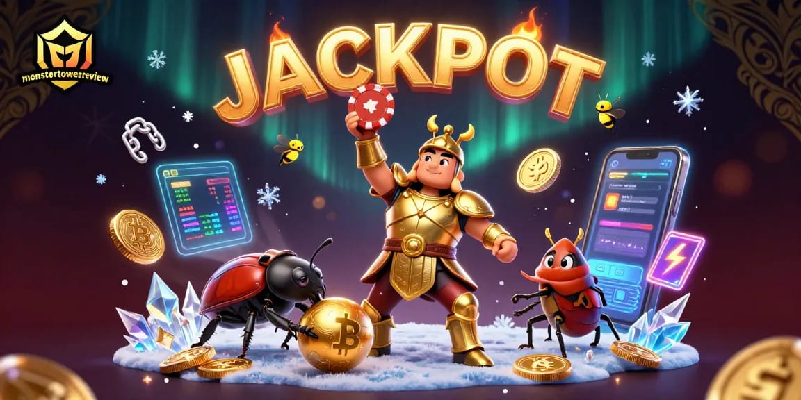 Experience the thrill of winning at monstertowerreview with a dynamic display of gaming elements and victory poses!