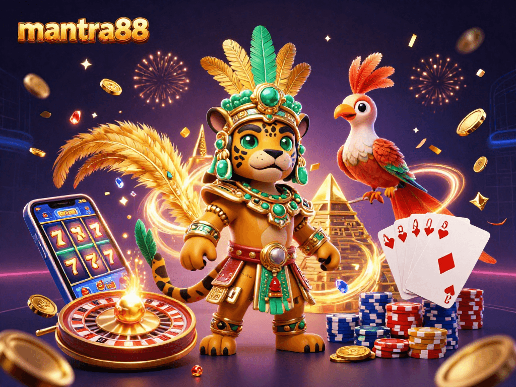 Experience the excitement at mantra88 as you spin slots, watch coins cascade, and enjoy a vibrant casino atmosphere.