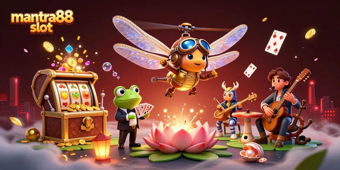Experience the excitement of mantra88 slot in a vibrant casino scene with dynamic characters and elements!
