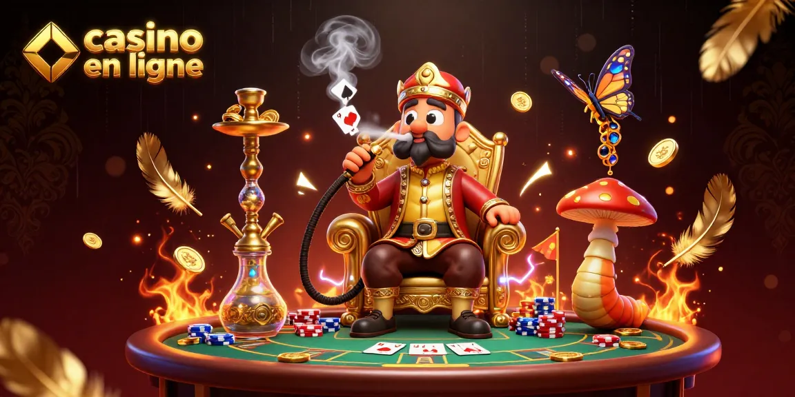 Plongez dans le monde du casino en ligne avec cette illustration vibrante d'un maître narghilé.
