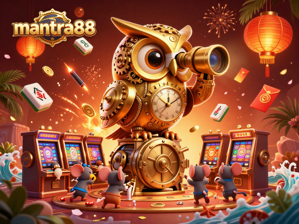 Experience thrilling gameplay with mantra88's vibrant casino scene and unique characters.