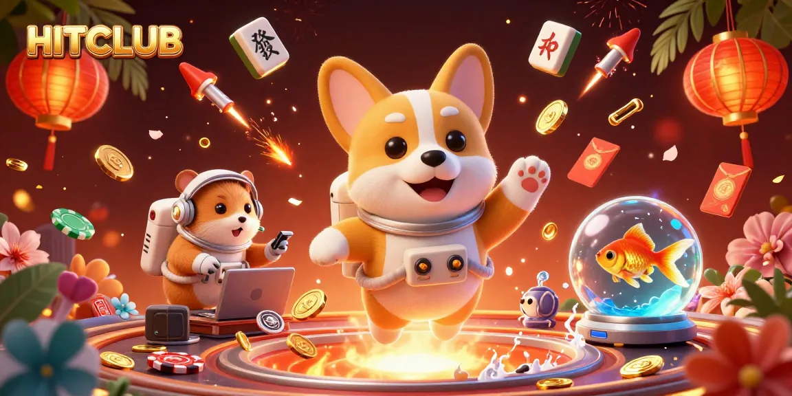 Join HITCLUB action in a vibrant cosmic casino with floating treasures and captivating characters.