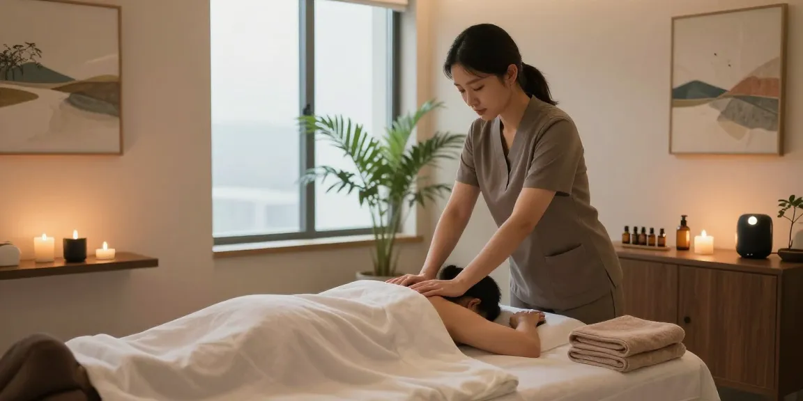 김해오피 서비스를 제공하는 편안한 스파 마사지 룸의 아늑한 분위기.