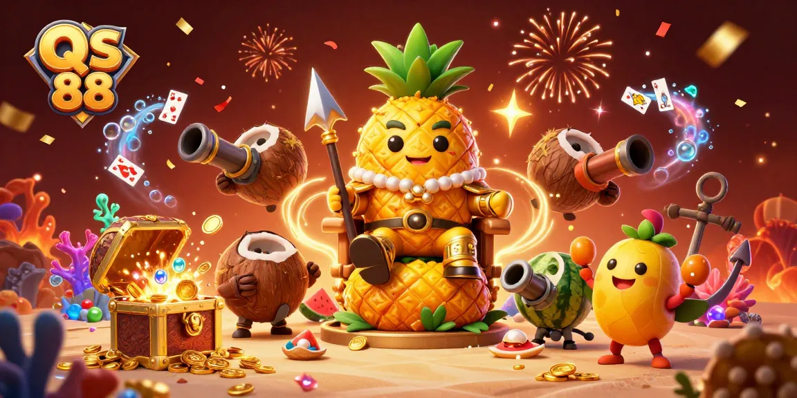 Experience exciting gameplay with QS 88, showcasing vibrant casino elements in a colorful beach setting.