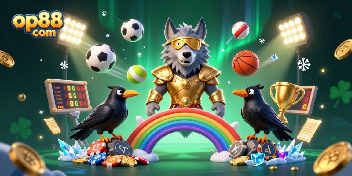 Win big at op88 com with vibrant casino-themed characters and animated gambling elements.