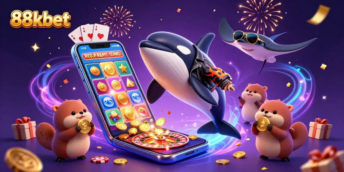 Experience 88kbet's vibrant casino world through an exciting adventure with characters and games.