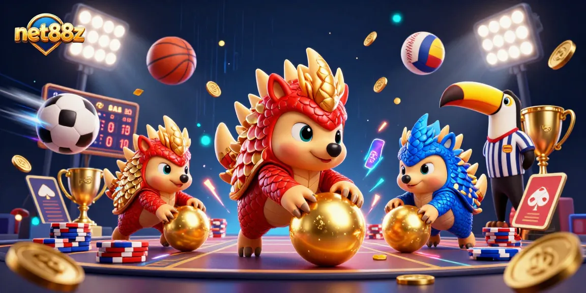 Experience thrilling rivalries at net88z with cartoon pangolins engaging in high-stakes poker games.