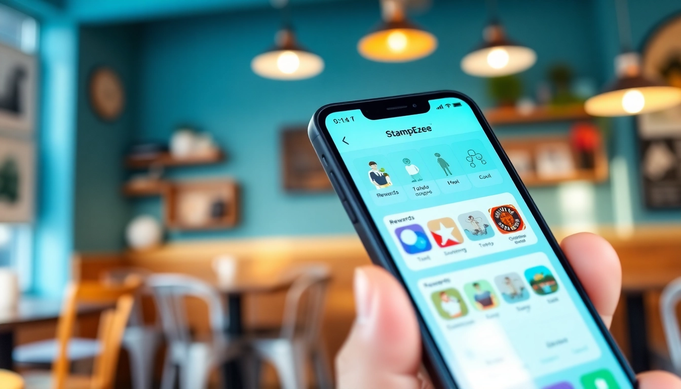 Engage with stampezee digital loyalty rewards app in a vibrant café setting.