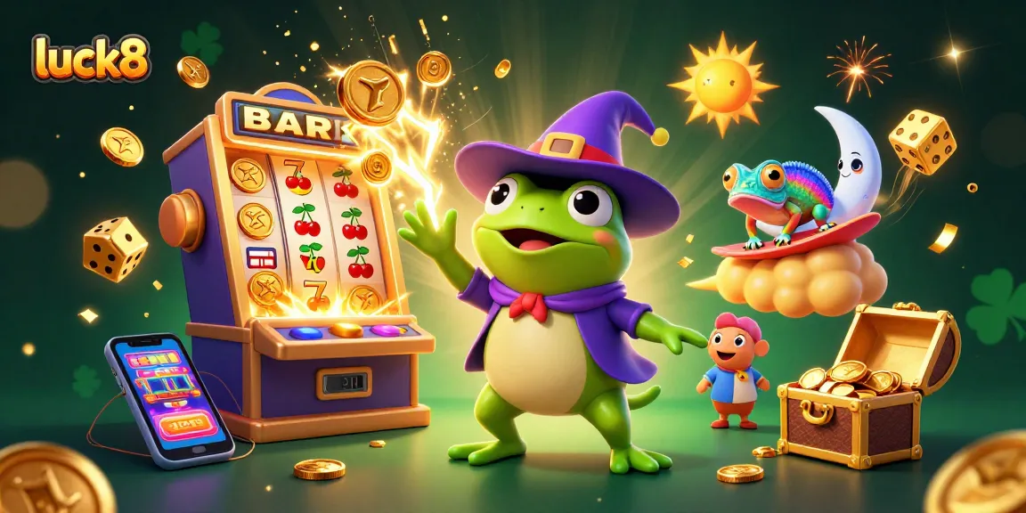 Experience luck8's thrilling games with our vibrant slot machine illustration featuring dynamic elements.