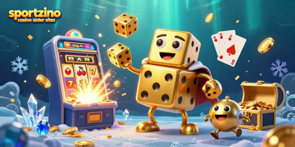 Spin and win at sportzino casino sister sites with a vibrant, colorful jackpot scene.