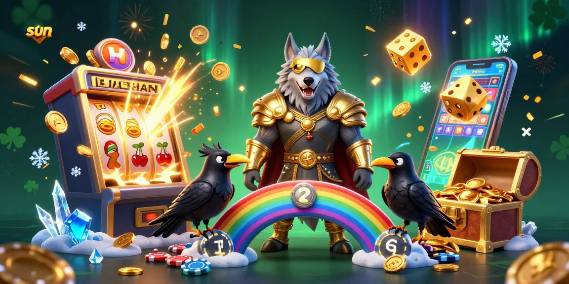 Experience thrilling casino gaming with sun-themed characters and vibrant slot elements.