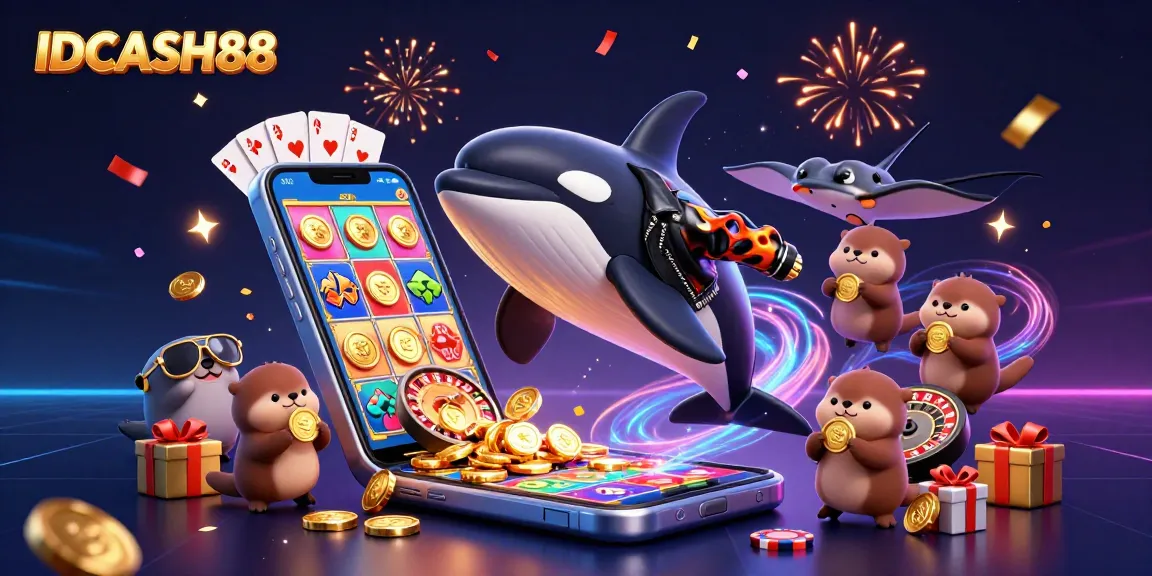 Engage with IDCASH88’s thrilling slot games featuring playful characters and vibrant casino elements.