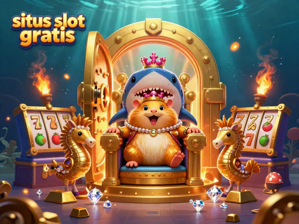 Watch the golden hamster king rule over piles of treasure in this situs slot gratis-themed illustration.