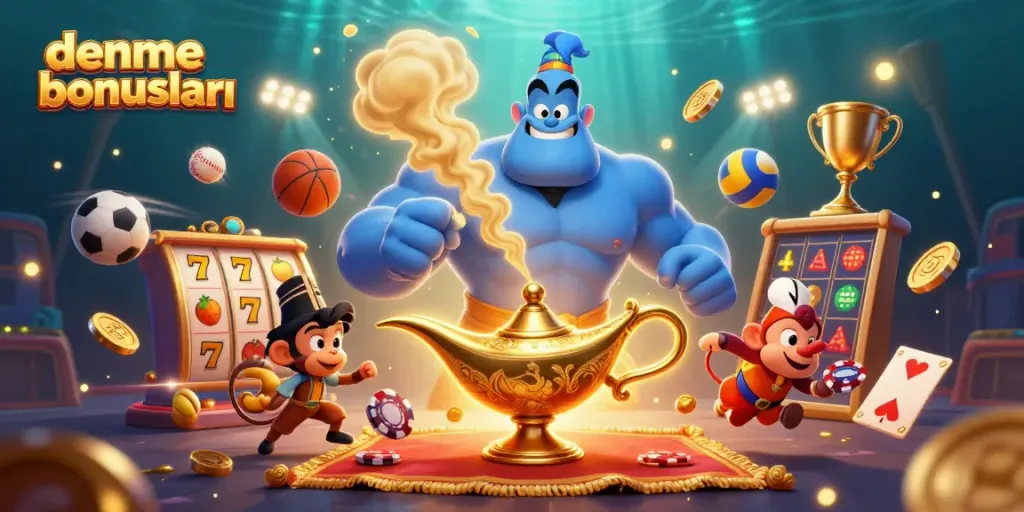 Engaging illustration of deneme bonusları showcasing a vibrant casino scene with lively characters and dynamic elements.