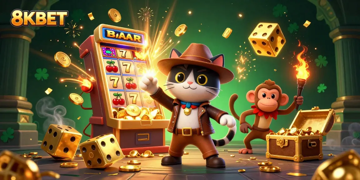 Experience epic wins with 8KBET as a cat archaeologist uncovers golden casino treasures.