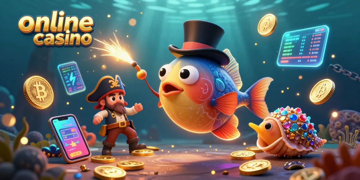 Giocando nei migliori online casino, un pesce lanterna attira monete d'oro con il suo esca luminosa.