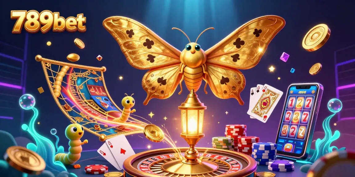 Experience the excitement of 789bet with vibrant casino visuals featuring an atlas moth and golden elements.