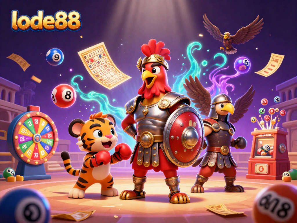 Win exciting prizes with lode88 through an engaging 3D gladiator-themed lottery scene.