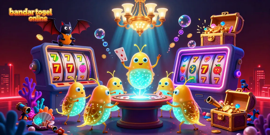 Engage with bandar togel online in a vibrant 3D casino scene featuring bioluminescent glowworms and rich gaming elements.