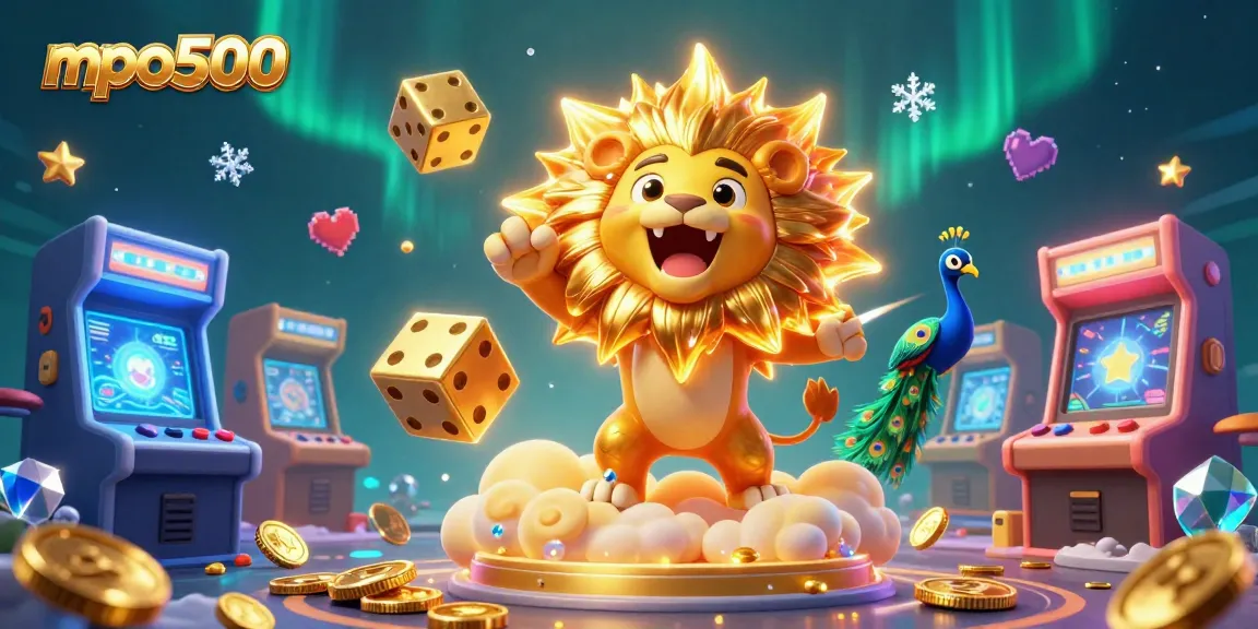 Experience the thrill of mpo500 with vibrant 3D casino elements showcasing the excitement of gaming.
