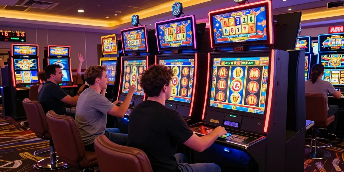 Excited players enjoying slot gacor hari ini in a vibrant online casino scene.