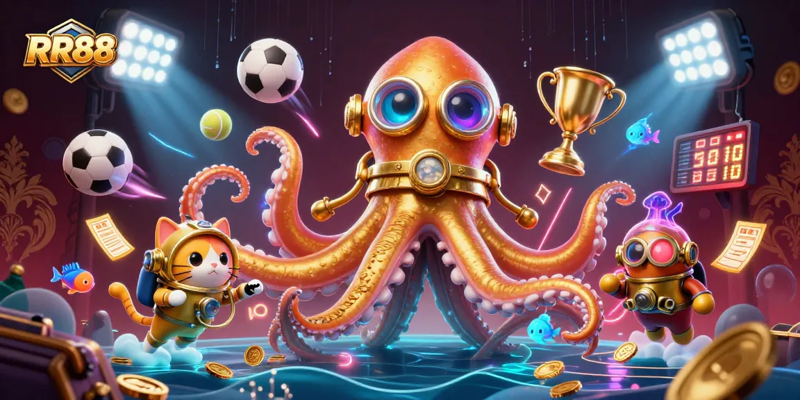 Experience the thrill of RR88 with a kraken, diving cat, and sports betting excitement!