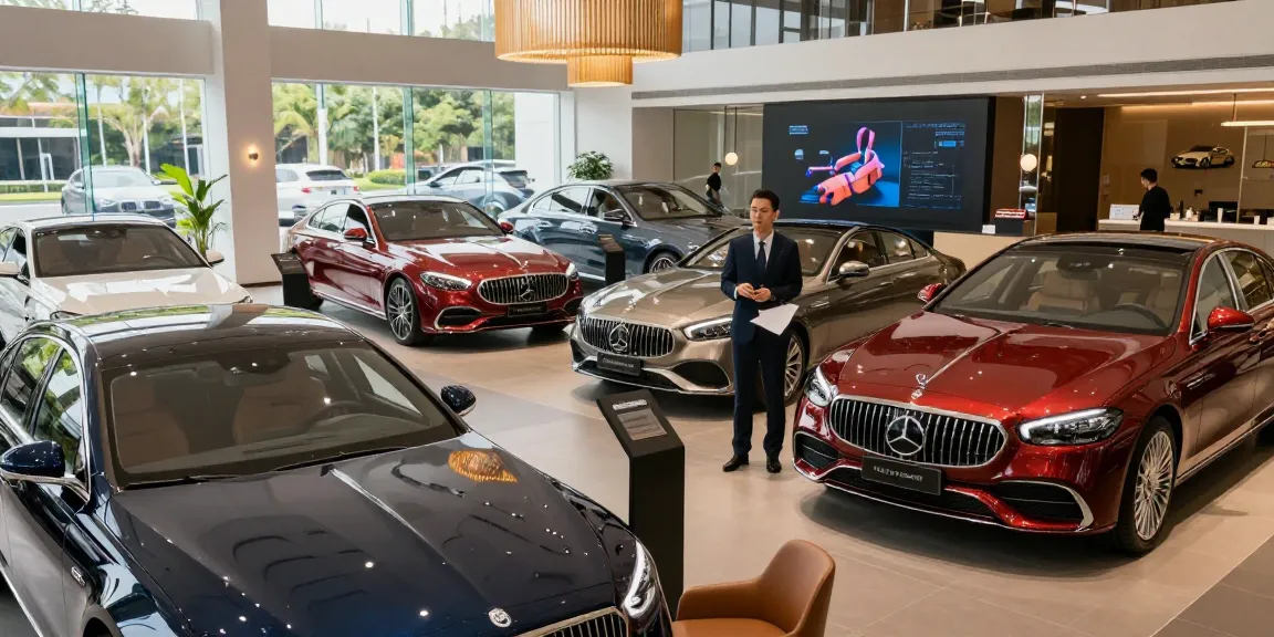 Showroom mobil mewah LUXURY 777 dengan kendaraan yang berkilau dan desain elegan.