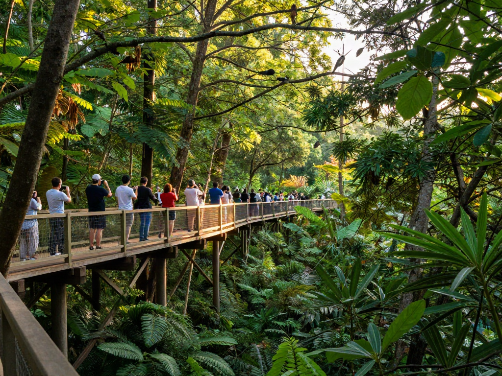 Treetop Walkway experience with visitors enjoying stunning forest views