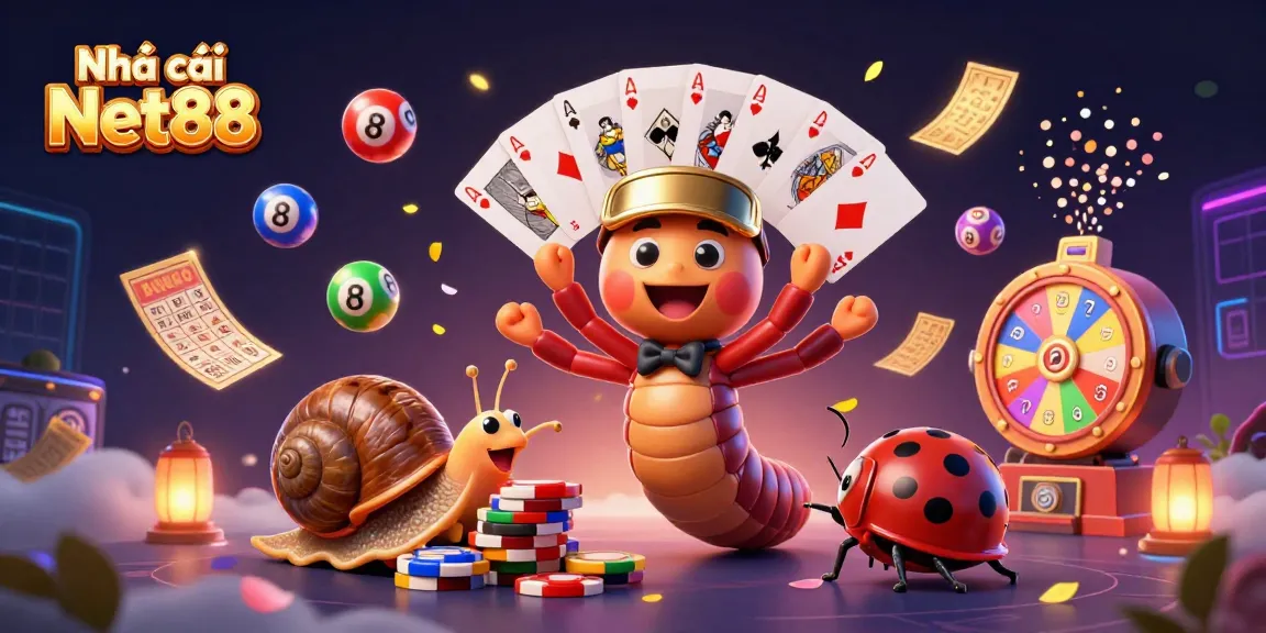 Engage with exciting games at Nhà cái Net88 featuring vibrant lottery elements in a 3D casino scene.