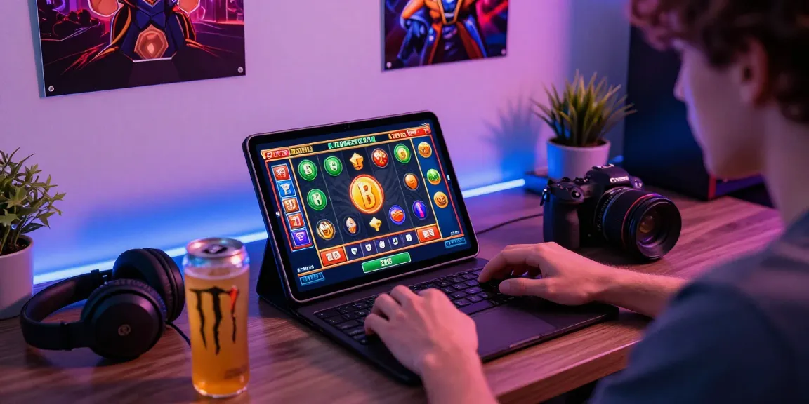 Player immersed in slot super gaming experience with vibrant graphics and engaging accessories.
