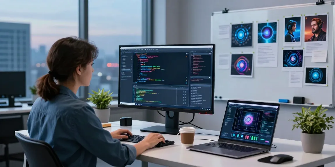 AI Image Detection technology being explored by a data analyst in a modern tech office environment, showcasing advanced algorithms.