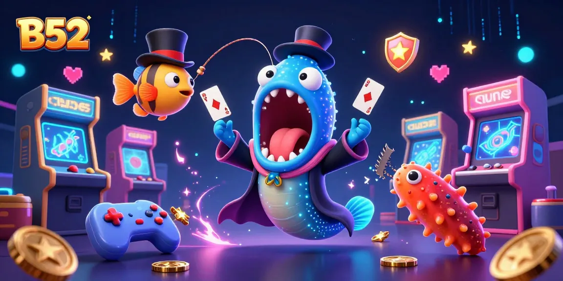 Watch the B52 gulper eel cast fascinating card tricks in a neon-lit casino fantasy.