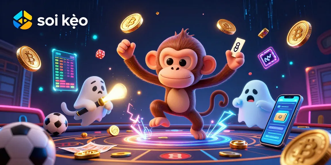 Engage in inspired soi kèo betting analysis with a playful poltergeist and ghost-hunter scene.