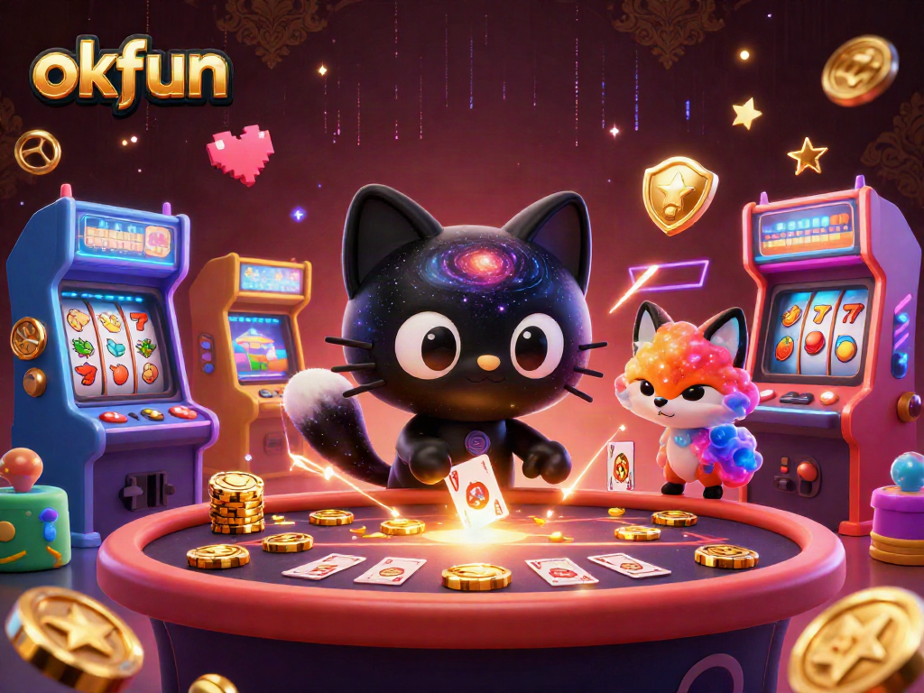Experience exciting gameplay at okfun's cosmic casino, featuring vibrant characters and engaging slot machines.
