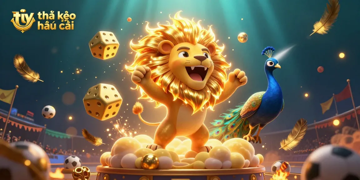 Engage with tỷ lệ kèo nhà cái as the sun lion triumphantly showcases dynamic sports betting elements.