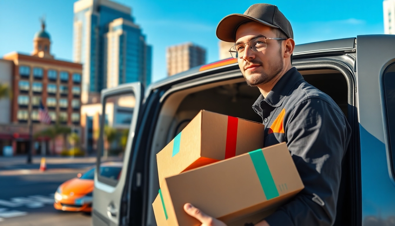 Efficient pickup and delivery Phoenix service showcased by a delivery driver in action.