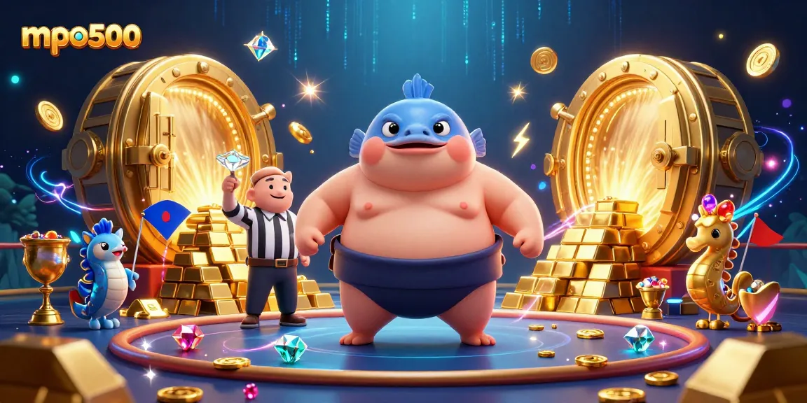 Experience dynamic gameplay with mpo500 in a vibrant underwater casino featuring cartoon characters and treasure elements.