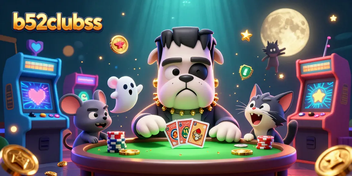 Experience the thrill at b52clubss with a monstrous bulldog dealer and glowing game elements.