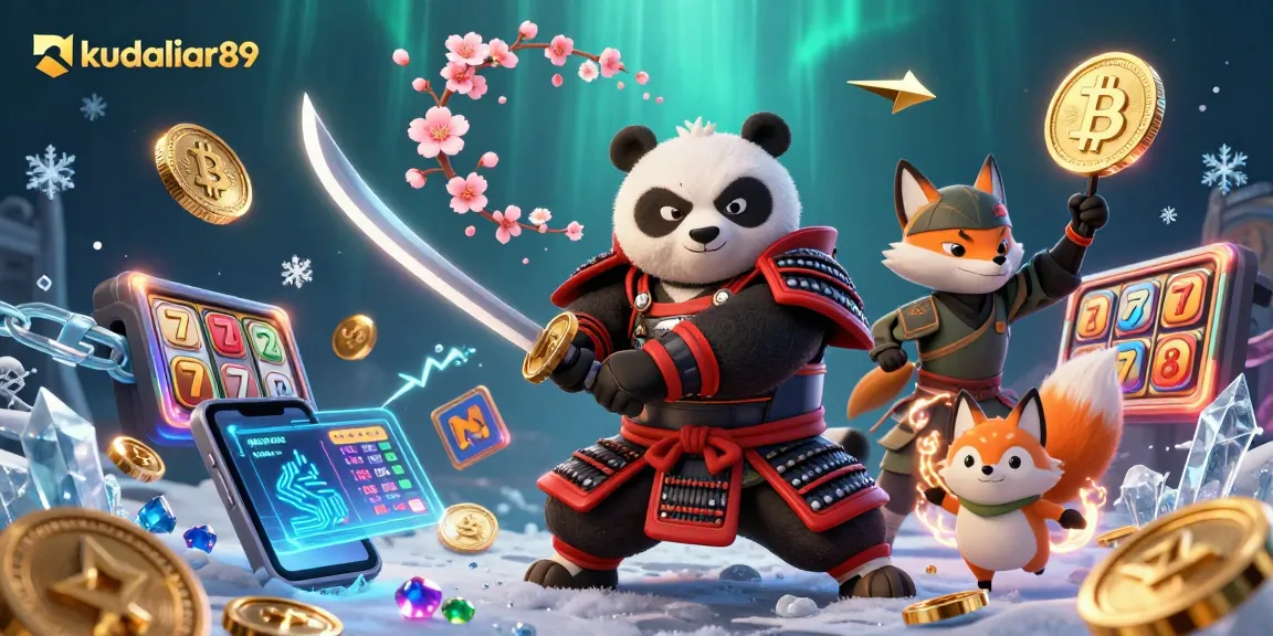 Experience the thrilling adventure of kudaliar89 with samurai panda and ninja fox amidst vibrant gaming elements.