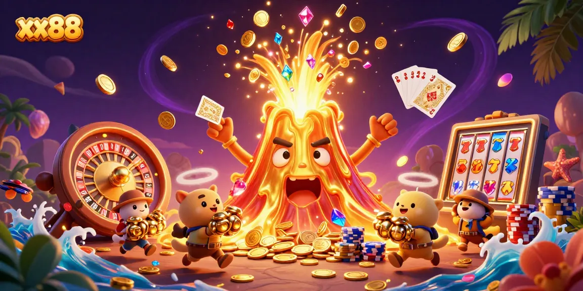 Betting and winning at xx88 with colorful coins, gems, and dynamic gaming elements.