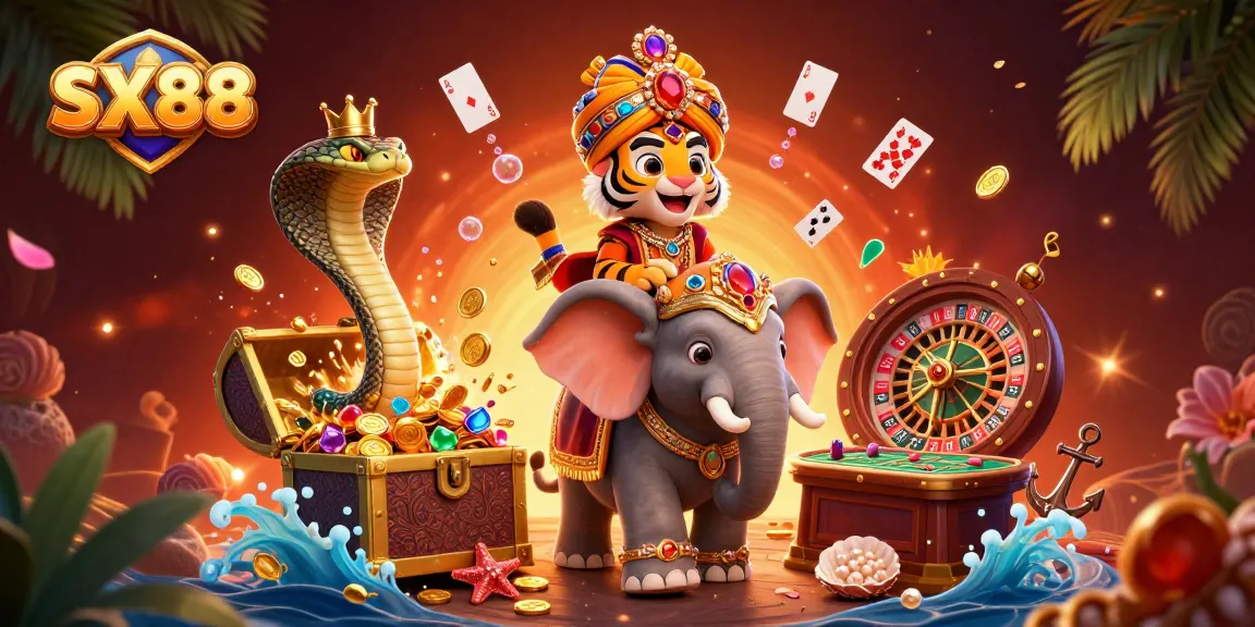 SX88 invites players to explore the lively digital casino world, featuring dynamic characters and casino elements.