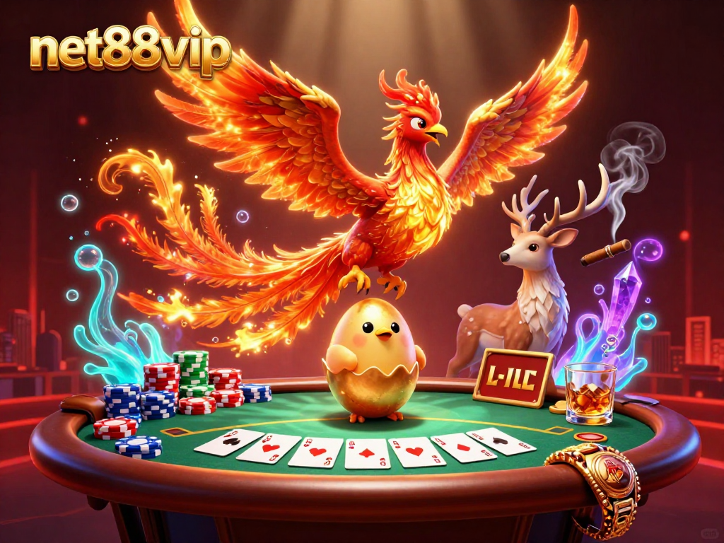 Experience the thrill of net88vip gaming with vibrant phoenix characters and poker dynamics.