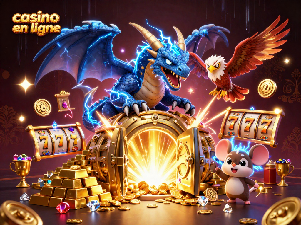 Faites l'expérience d'un casino en ligne avec un dragon et un faucon dans une ambiance luxueuse.