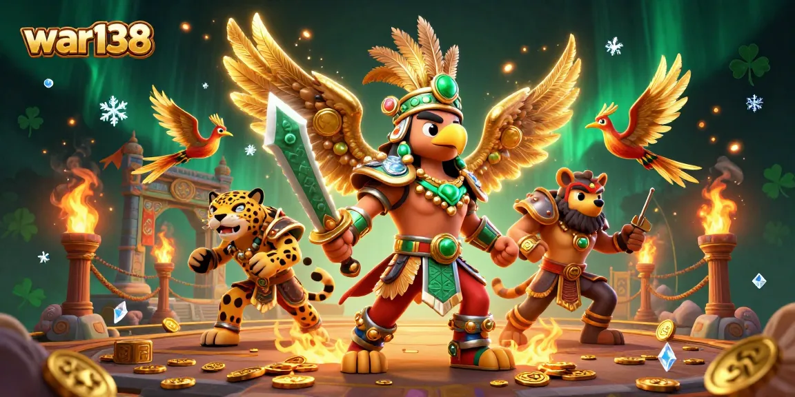 Experience the excitement of war138 with vibrant casino-themed warriors and dynamic gambling elements.