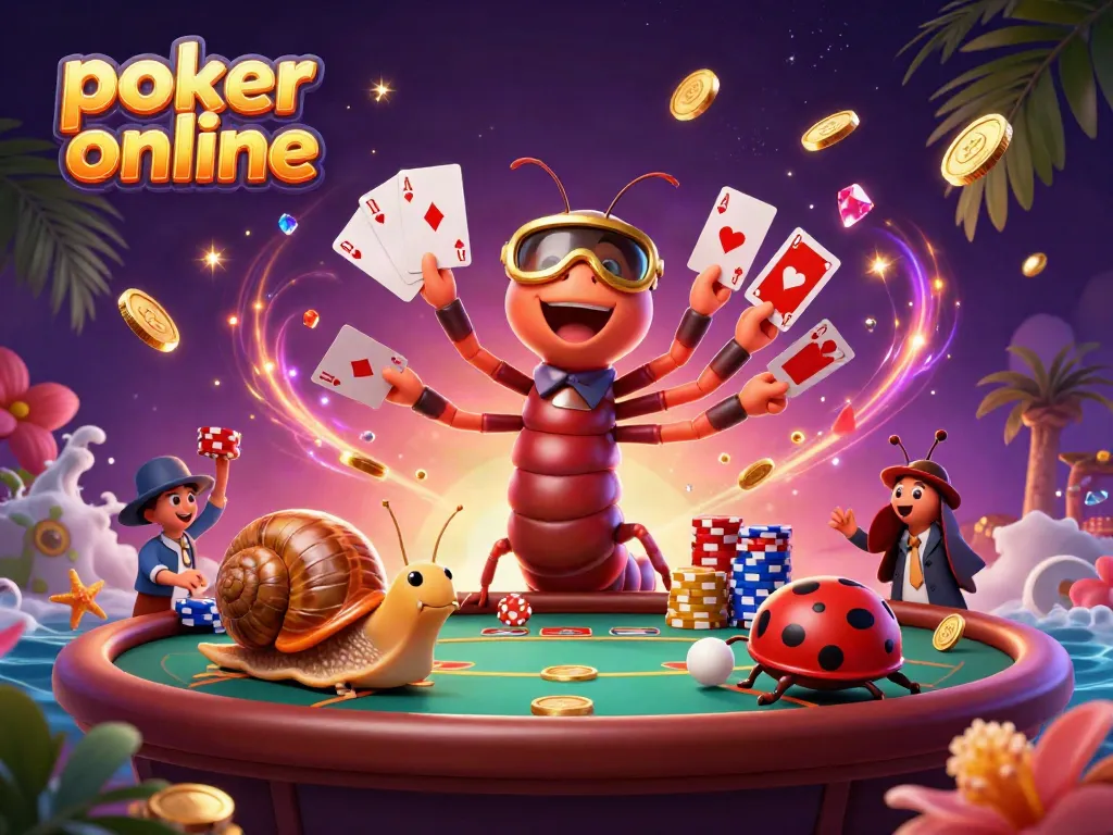 Gambarkan suasana poker online dengan dealer unik dan pemain bersemangat di Poker369.