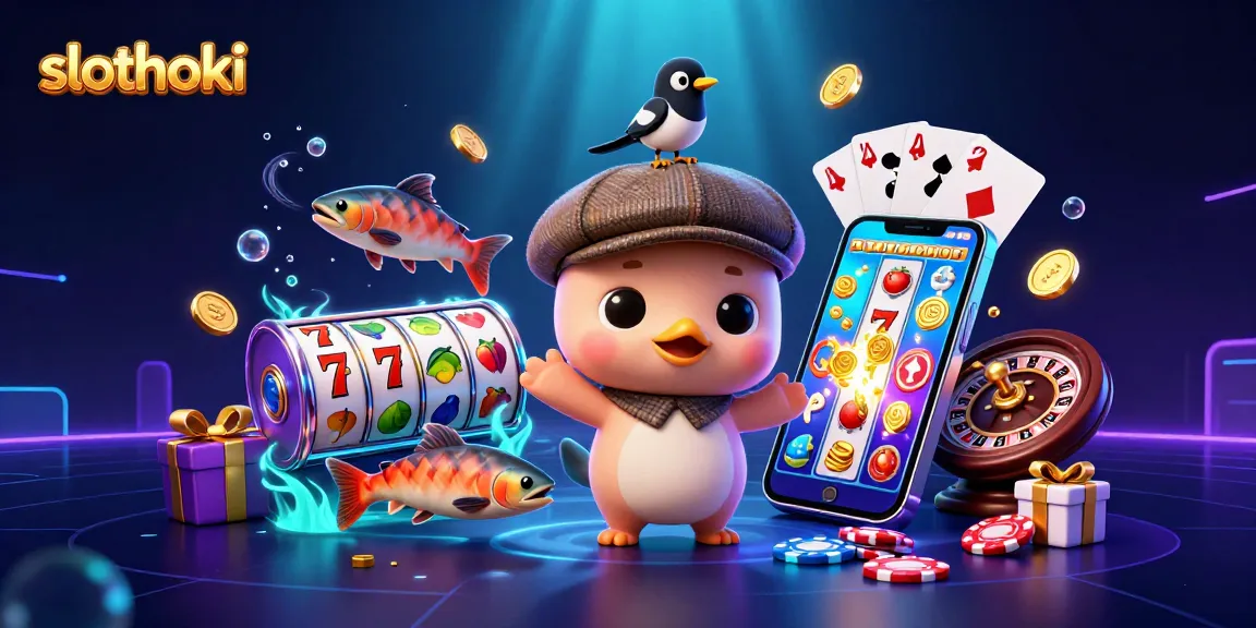 Slot hoki di slothoki dengan simbol keberuntungan dan karakter menggemaskan.